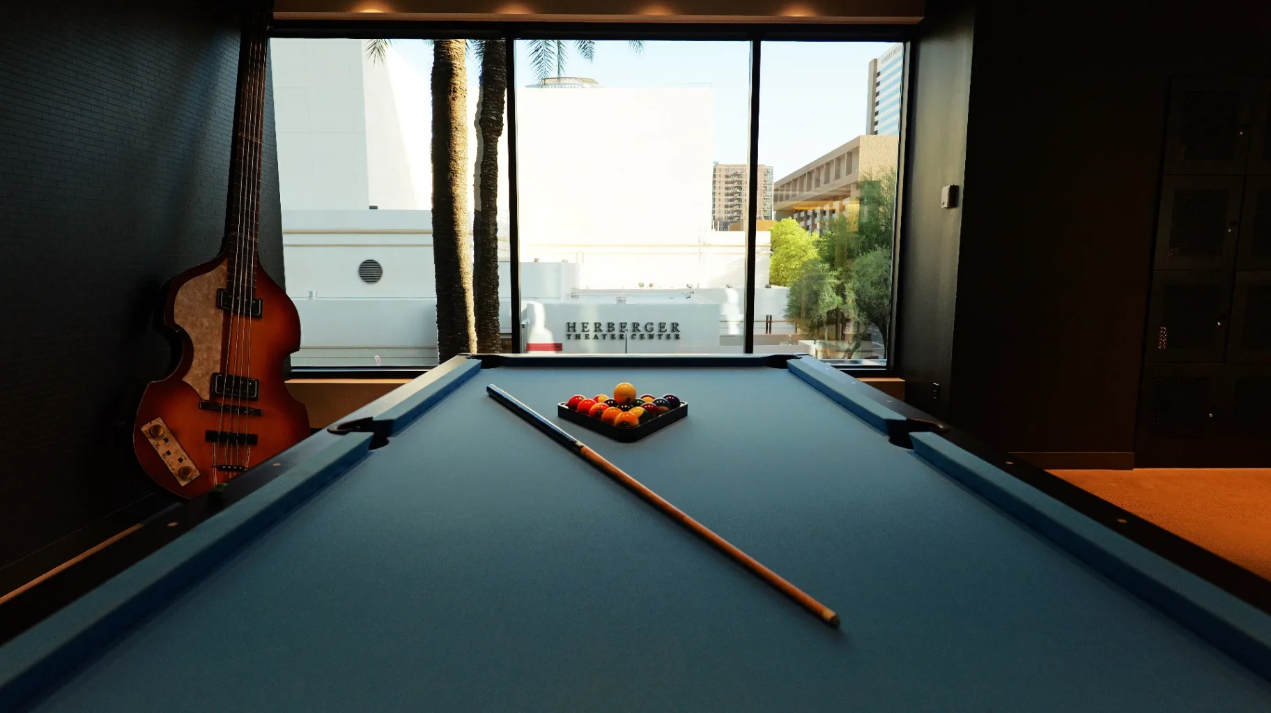 Pool table looking toward downtown
